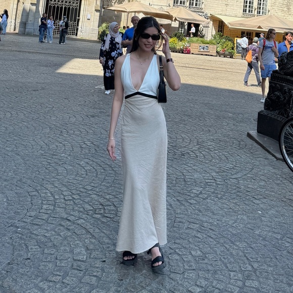 Zara Linen Blend Backless Dress - Picture 1 of 4